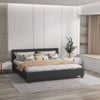 Single Upholstered Platform Bed Frame With Padded Headboard – Charcoal Charcoal Single