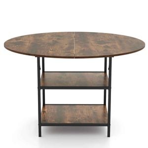 Costway Dining Table Kitchen Counter Table Farmhouse Dinner Table Brown