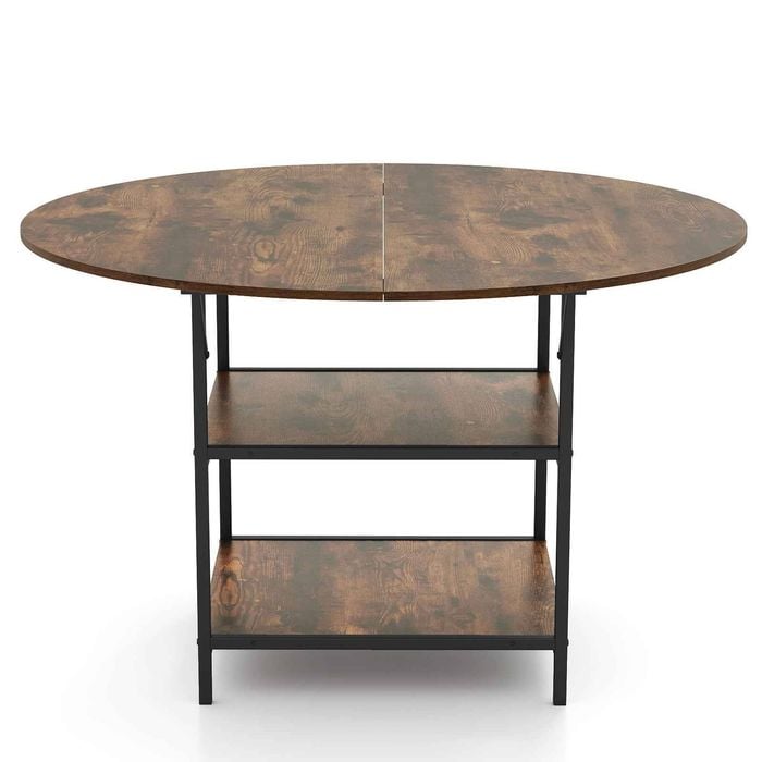 Costway Dining Table Kitchen Counter Table Farmhouse Dinner Table Brown