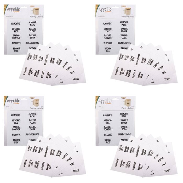 4x 60pc Appetito Clear Pantry Labels Home Kitchen Cooking