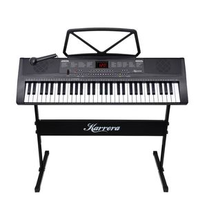 Karrera 61-Key Electronic Piano Keyboard with Stand - Portable Digital Music Instrument for Beginners Black