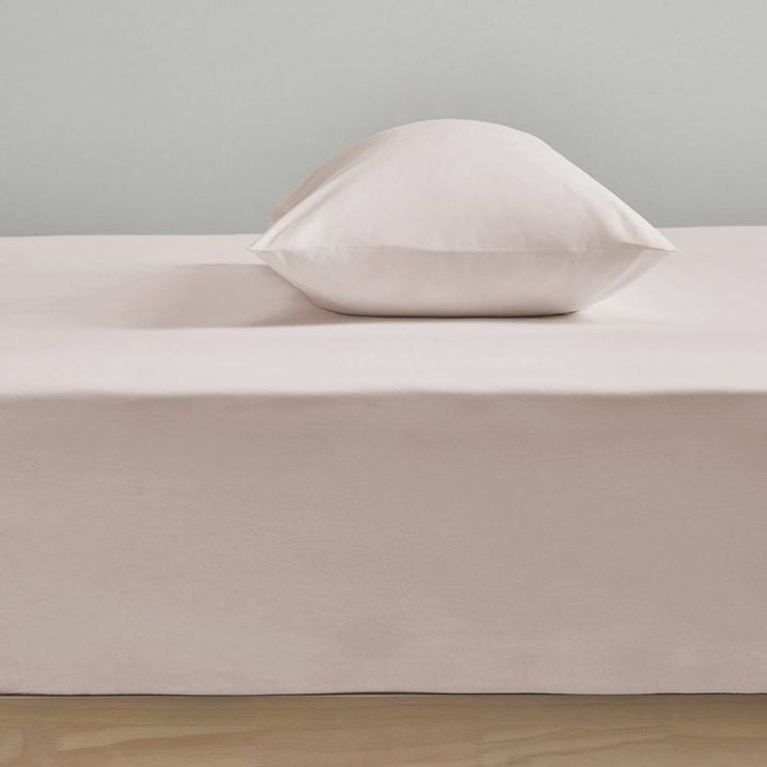 Bianca Heston 300TC Cotton Fitted Sheet With Pillowcases Set Pink Double