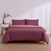 Dreamaker Micro Flannel Reversible Grid Quilt Cover Set Cherry Super King Bed