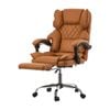 Oikiture Office Chair Adjustable Height Leather Brown