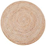 Hand Woven Natural Jute Rug- Chakra 1124-Natural/Ivory-120x120cm