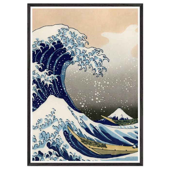 Galrie Katsushika Hokusai's The Great Wave Off Kanagawa - Iconic Ukiyo-e Art Print, Black Frame, A3 30 x 42cm (12 x 16inch)