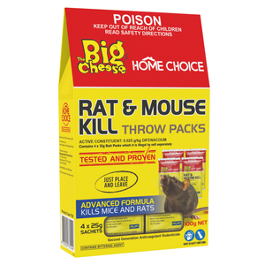 The Big Cheese 4 x 25g Home Choice Rat and Mouse Kill Throw Packs