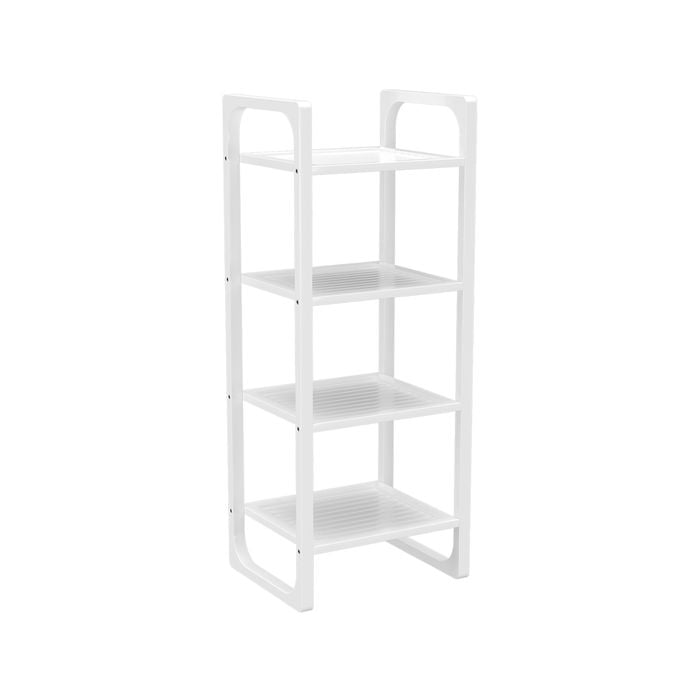 Flexi Storage Living 370 x 925 x 300mm White Bamboo 4 Tier Storage Shelf