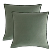 CleverPolly Twin Pack Vintage Washed Microfibre European Pillowcase  65 x 65cm - Khaki Green
