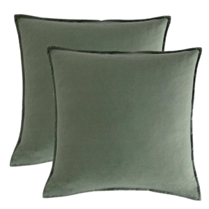 CleverPolly Twin Pack Vintage Washed Microfibre European Pillowcase  65 x 65cm - Khaki Green