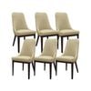 Claire Set of 6 Dining Chair Genuine Leather Solid Rubber Wood Frame - Taupe