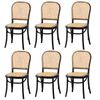 Oikiture 6PCS Dining Chairs Wooden Chairs Rattan Accent Chair Black