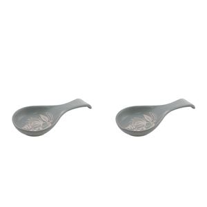 2PK Ladelle Esperance Ceramic Spoon Rest Reusable Kitchen Utensil Green