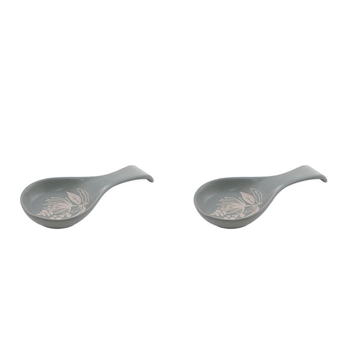 2PK Ladelle Esperance Ceramic Spoon Rest Reusable Kitchen Utensil Green