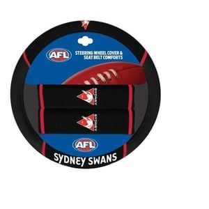Sydney Swans Official Afl Steering Wheel Cover And Seat Belt Cover "new Logo"