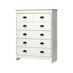 Oikiture Tallboy 6 Chest of Drawers Dresser White