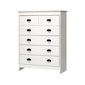 Oikiture Tallboy 6 Chest of Drawers Dresser White
