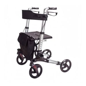 Livingstone Rollator Walker 4 Wheel With Seat And Bag Silver