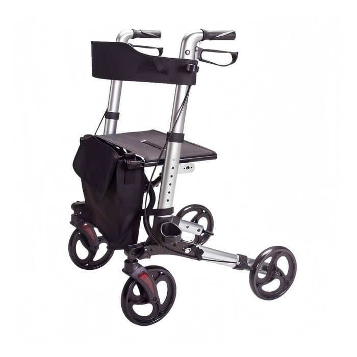 Livingstone Rollator Walker 4 Wheel With Seat And Bag Silver
