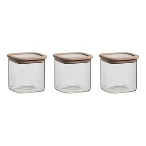 3pc Ecology Store Square Canister Container Pantry Storage w/ Lid Set Clear