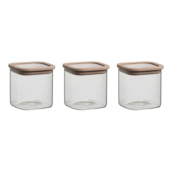 3pc Ecology Store Square Canister Container Pantry Storage w/ Lid Set Clear