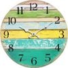 Lvd Weathered Wood Coastal Coloured Board Home Decor Wall Clock 34x34x3cm