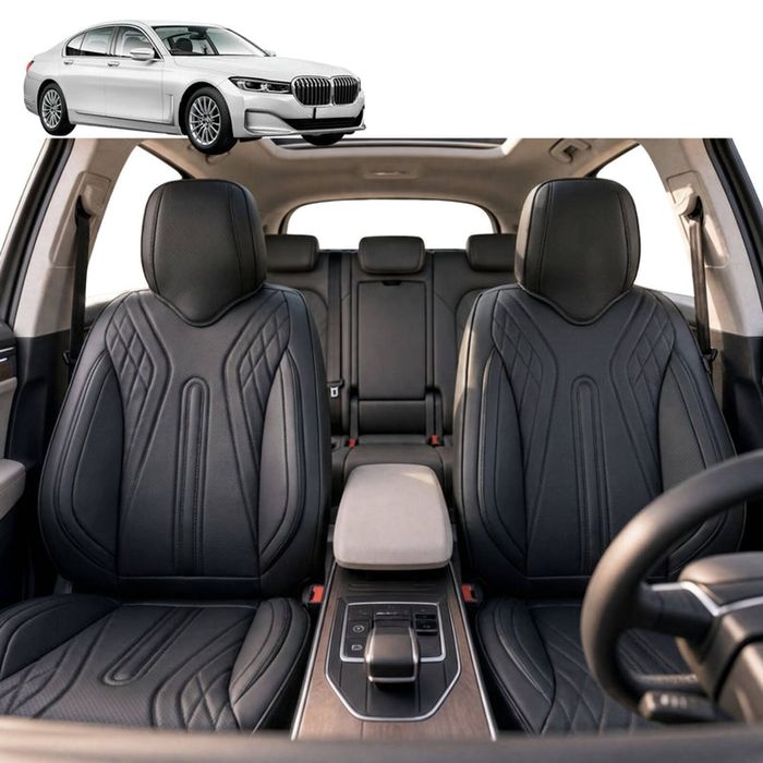 Australian Goose Front Seat Covers for BMW 7 Series 2015 - 2022 (G11 G12) - PU Leather, Black (2pc)