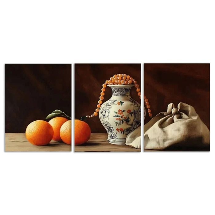 3pcs Still Life Painting of an Old Vase Print 100% Australian Made 3 x 40x60cm (Metal Print)