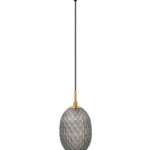 CLA Lighting Kathal Interior Ellipse Glass Segmented with Brass Highlight Enclosed Pendant Light Smoky Black