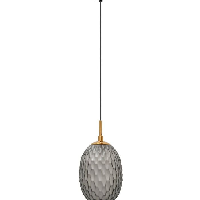 CLA Lighting Kathal Interior Ellipse Glass Segmented with Brass Highlight Enclosed Pendant Light Smoky Black