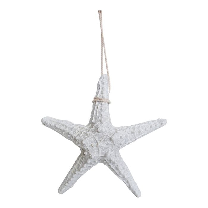LVD Hanging Resin 12.5cm Starfish Ornament Decor Small - Rustic White