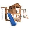 Lifespan Kids Kingston Cubby House, Monkey Bars, Swing Set with 2.2m Blue Slide