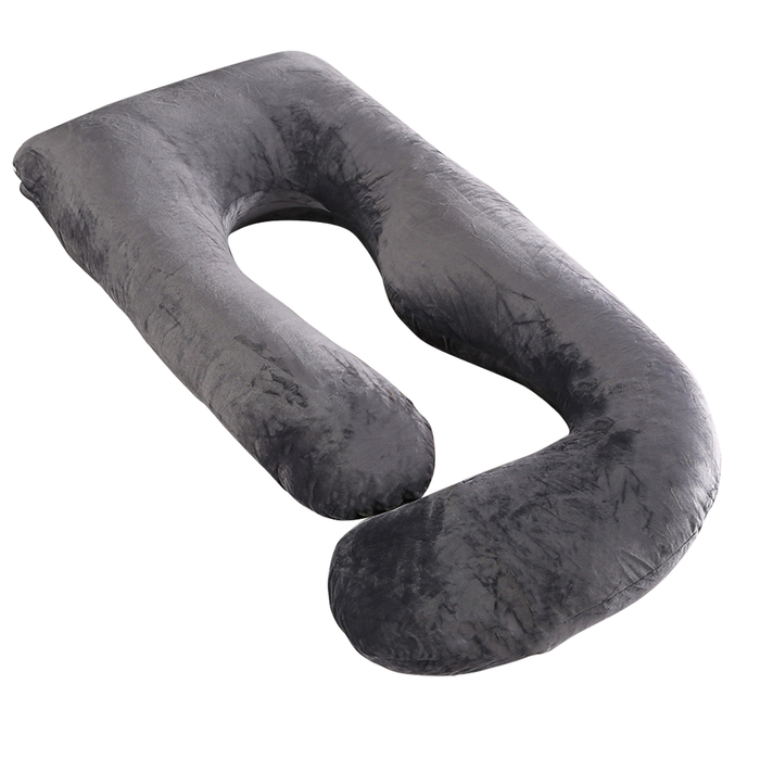 Ufurniture Pregnancy Pillow J-Shaped Full Body Support Dark Grey