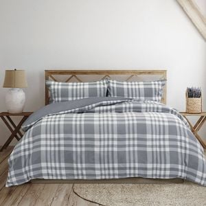 Ardor Ronan Grey Plaid Jacquard Quilt Cover Set Single