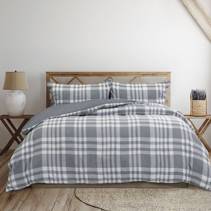 Ardor Ronan Grey Plaid Jacquard Quilt Cover Set Single