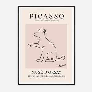 Galrie Elegant Minimalist Picasso Animal Series Drawing Art Print for Home Decor, Black Frame, A2 42 x 60cm (16 x 24inch)