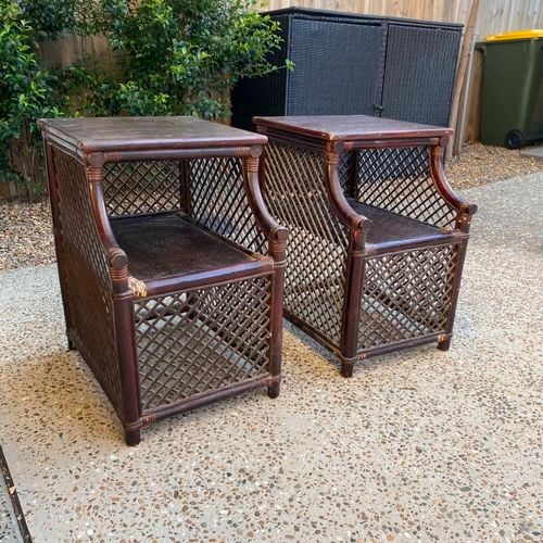Vintage cane side tables.