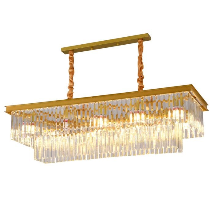 Eli & Co. Lighting Altaira 10-Light Crystal Linear Chandelier 100cm Ceiling Light – Gold