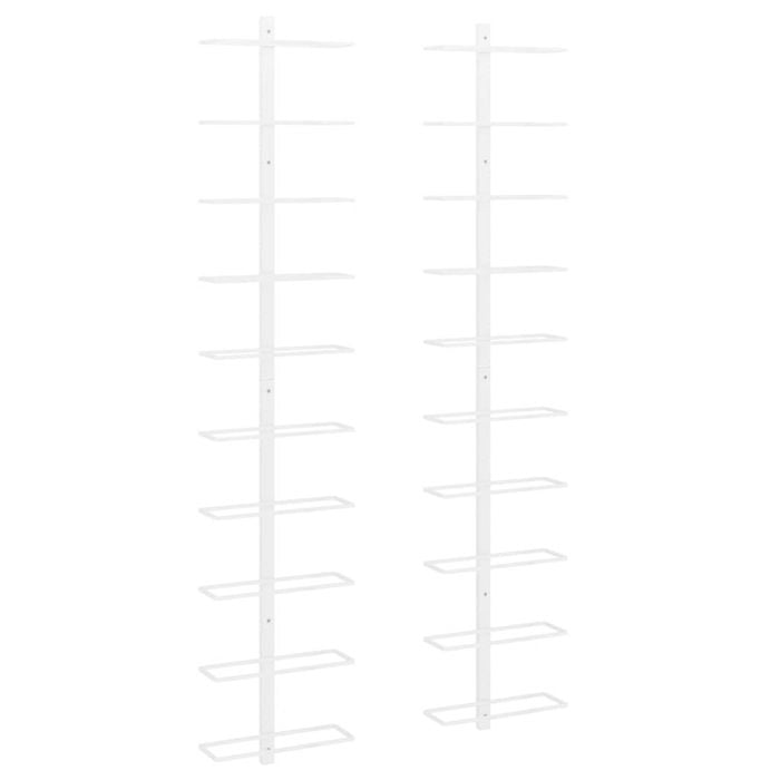 vidaXL Wall-mounted Wine Rack for 10 Bottles 2 pcs White Metal