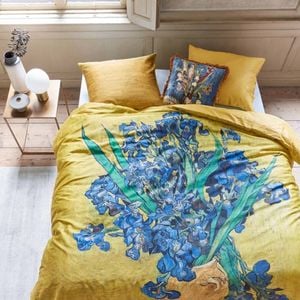 Van Gogh Irises Yellow Cotton Sateen Quilt Cover Set