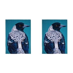 2PK Ashdene Cotton 70x50cm Modern Birds Magpie Kitchen Towel