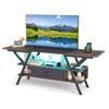 Costway 3-tier Tv Cabinet Led Entertainment Unit W/power Outlet Display Shelf Brown