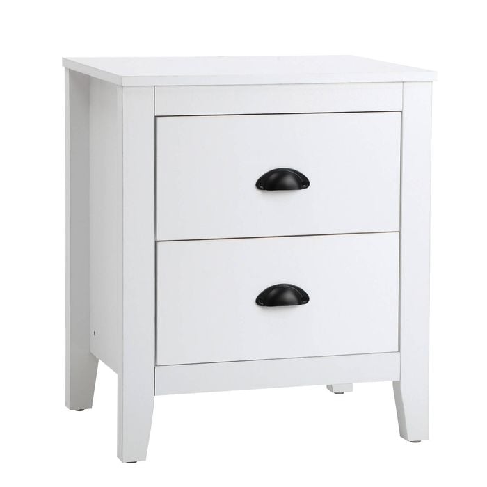 Oikiture Bedside Table 2 Drawers Nightstand Vintage