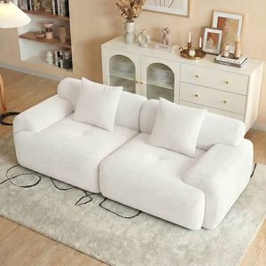 Advwin 210cm 2 Seater Sofa Corduroy Modular Foam Cloud Couch Lounge Compressed Sofa No Assembly Beige
