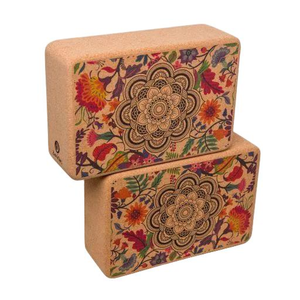 Zenvibes 100% Natural Cork Printed Block - Ornamental Mandala Blocks - Pair