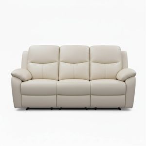 Duke 3 Seater Manual Recliner Genuine Leather Wheat Grey