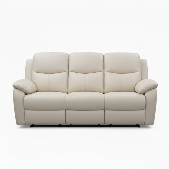 Duke 3 Seater Manual Recliner Genuine Leather Wheat Grey