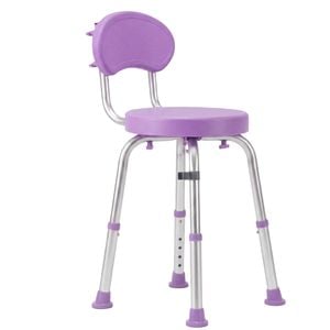 Advwin Shower Chair Stool, Safety Bath Seat with 6-Level Height-Adjustable, 360 Degree Swivel, for Seniors Disabled, Purple
