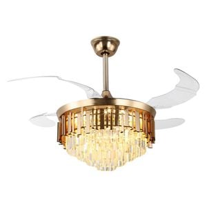 Windora Solenne 42" Gold Crystal Chandelier with DC Ceiling Fan & 3CCT LED Remote Control