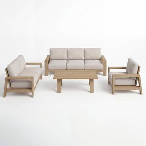 Stud 4pc Set Outdoor Sofa Lounge Chair Cofee Table White Wash